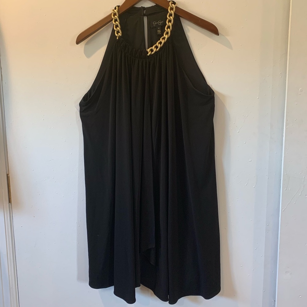 Jessica Simpson Black Dress, Gold Accent